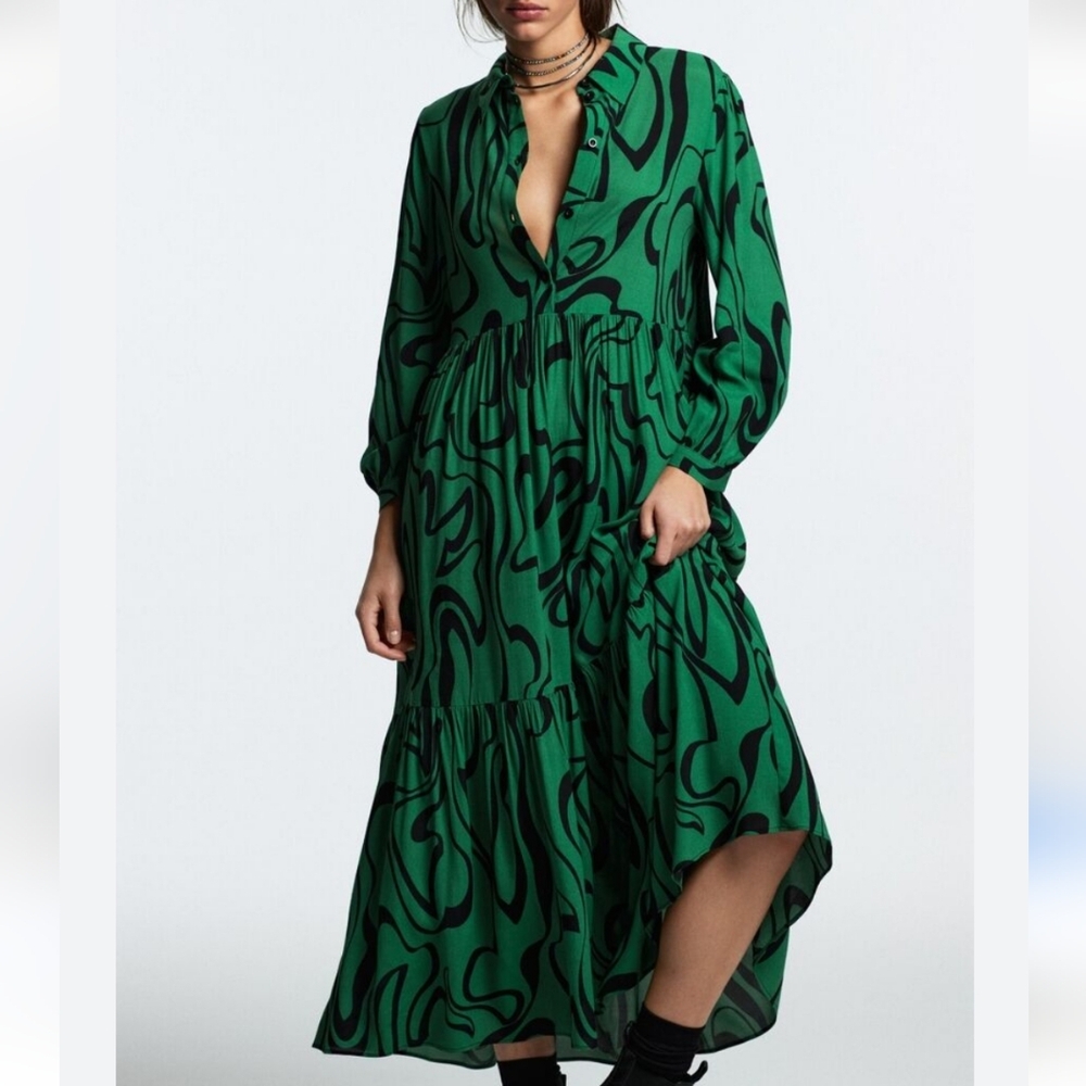 ZARA long sleeve maxi dress
